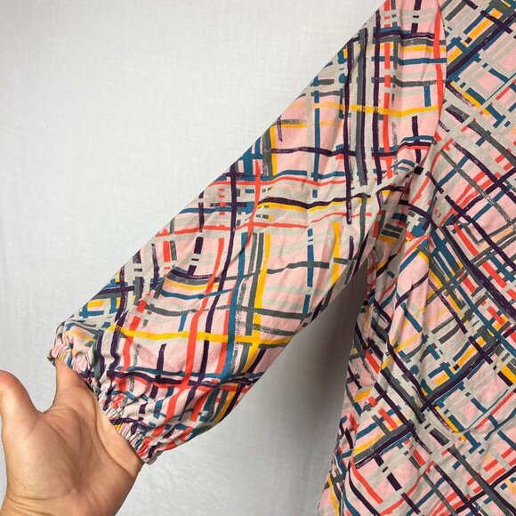 Maeve High Low Abstract Tunic Popover Womens M Oversized Artsy Bold 3/4 Pink - Picture 5 of 14